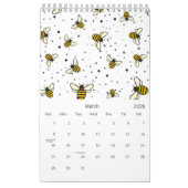 2026 Elegantes Bienenmuster Kalender (Mär 2026)