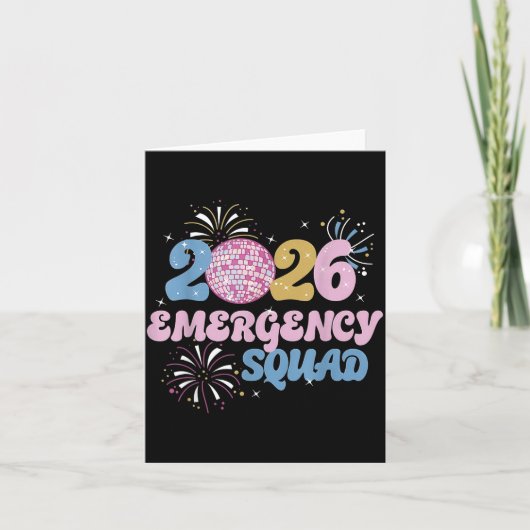 2026 Emergency Squad Er Nurse Happy New Year Disco Karte (Vorderseite)