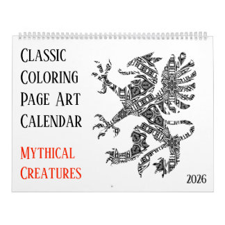 2026 Fabelhafte Drachen Einhörner Erwachsenen-Malb Kalender