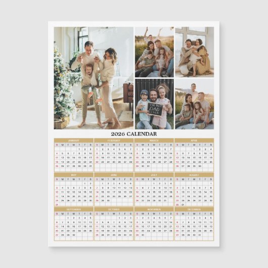 2026 Familienfotos Kalender Magnetkarte (Vorderseite)