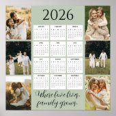 2026 Family Calendar with Space for 6 Portraits Poster (Vorne)