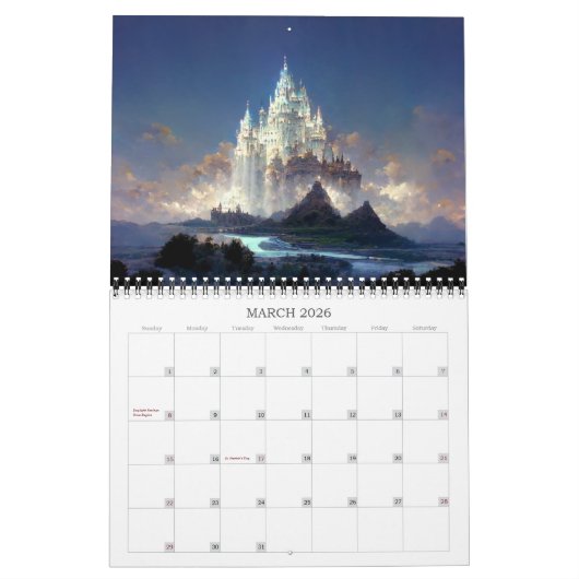 2026 Fantasy Burgen von Bellinzona Kalender (Mär 2026)