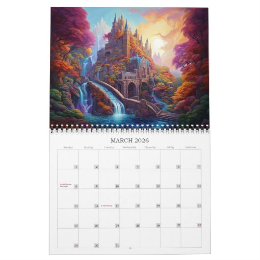 2026 Fantasy Burgen von Bellinzona Kalender (Mär 2026)