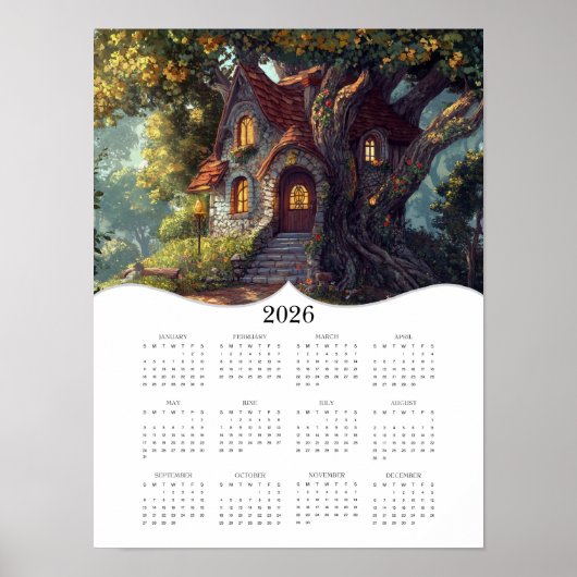 2026 Fantasy Hütte Volljähriger Mauerkalender Poster (Vorne)