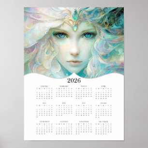 2026 Fantasy Lady Volljahres-Wandkalender Poster