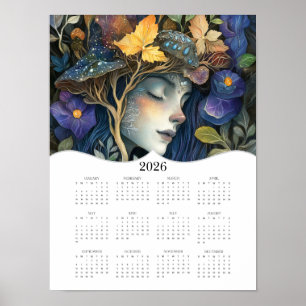 2026 Fantasy Nature Woman Full Year Wall Calendar Poster