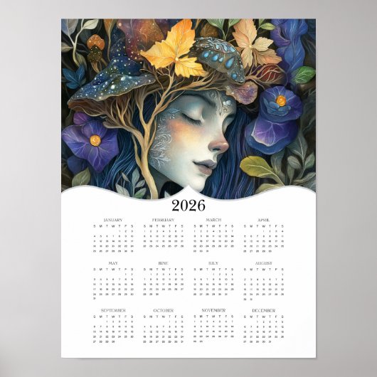 2026 Fantasy Nature Woman Full Year Wall Calendar Poster (Vorne)