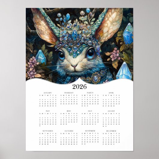 2026 Fantasy Rabbit Full Year Wall Calendar Poster (Vorne)