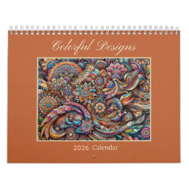 2026 Farbige Designs  Abstrakter Kunstkalender Kalender