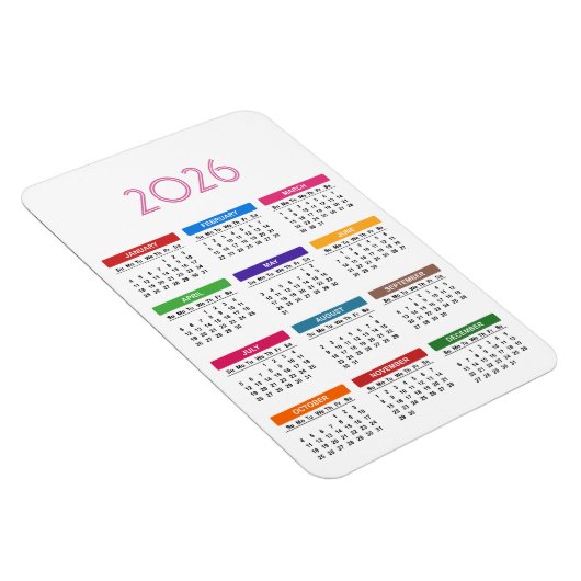 2026 - Farbiger Kalender Magnet (Rechte Seite)