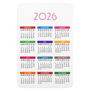 2026 - Farbiger Kalender Magnet