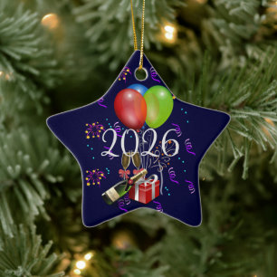 2026 Feiern, Zeit bis Party. Keramik Ornament