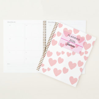 2026 Feminine Planner | Soft Pink Hearts & Elegant Planer