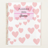 2026 Feminine Planner | Soft Pink Hearts & Elegant Planer (Vorderseite)