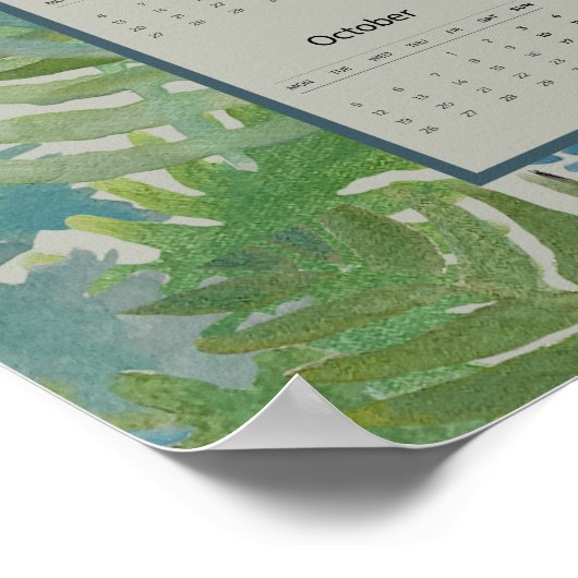 2026 Ferns Birds Calendar Poster (Ecke)