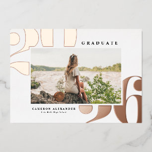 2026 Fette Typografie Foto-Abschluss Rose Gold Folieneinladung