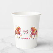 2026 Feuriges Pferd – Frohes chinesisches Neujahr Pappbecher (Vorderseite)