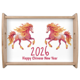 2026 Feuriges Pferd – Frohes chinesisches Neujahr Serviertablett