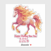 2026 Fiery Horse – Happy Chinese New Year Aufkleber (Blatt)