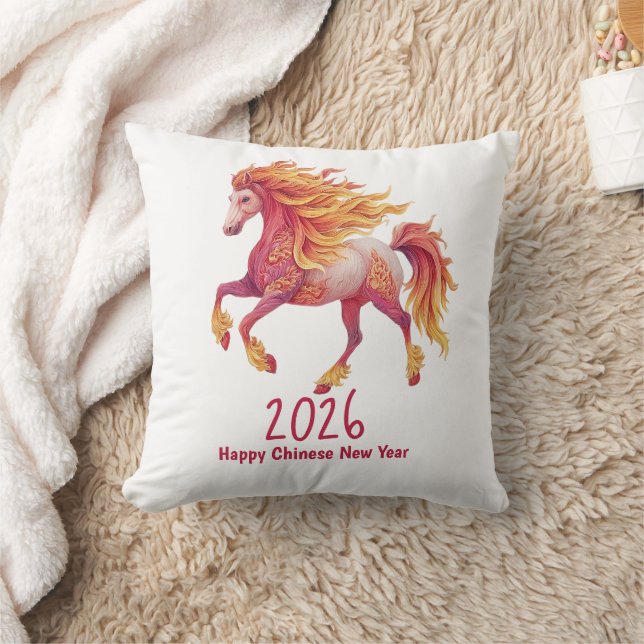 2026 Fiery Horse – Happy Chinese New Year Kissen (Decke)