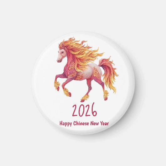2026 Fiery Horse – Happy Chinese New Year Magnet (Vorne)