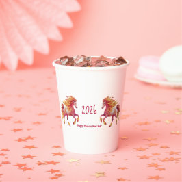 2026 Fiery Horse – Happy Chinese New Year Pappbecher