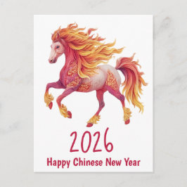2026 Fiery Horse – Happy Chinese New Year Postkarte