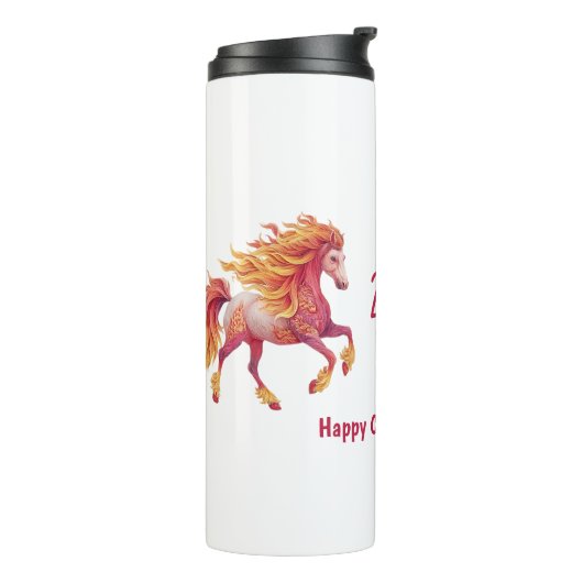 2026 Fiery Horse – Happy Chinese New Year Thermosbecher (Nach links gedreht)