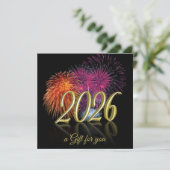 2026 Fireworks Gold Happy New Year | Gift Card (Stehend Vorderseite)