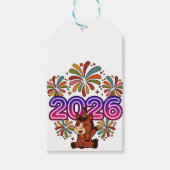 2026 Fireworks & Party Horse – Vibrant New Year Ce Geschenkanhänger (Vorderseite)