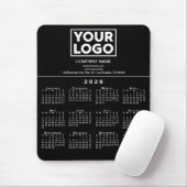 2026 Firmenlogo und Text auf Schwarz Mousepad (Mit Mouse)