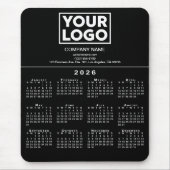 2026 Firmenlogo und Text auf Schwarz Mousepad (Vorne)