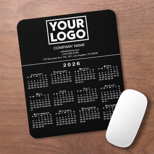 2026 Firmenlogo und Text auf Schwarz Mousepad