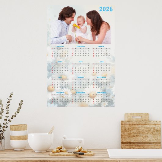 2026 Floral Calendar with Family Photo Poster (Küche)
