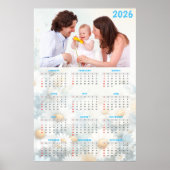 2026 Floral Calendar with Family Photo Poster (Vorne)