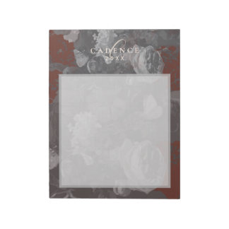 2026 Floral Chic Artistic Typography Brick Red Notizblock