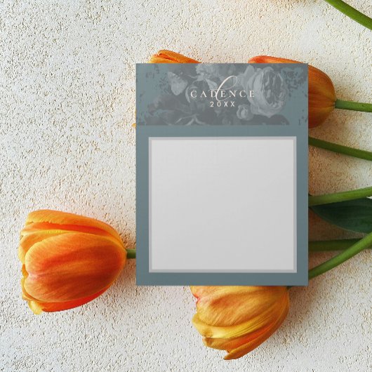 2026 Floral Chic Artistic Typography Teal Business Notizblock