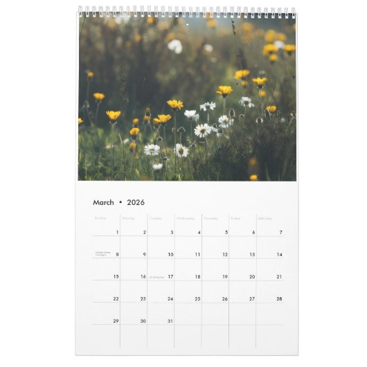 2026 Flowers Calendar (Images created by Grok) Kalender (Mär 2026)