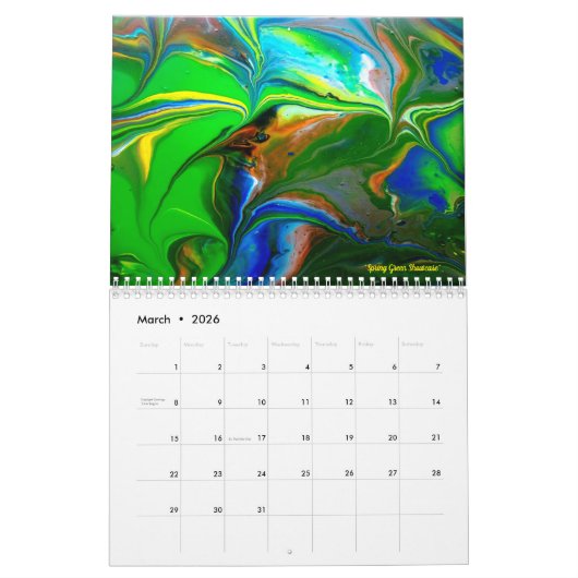 2026 Fluid Abstract Art Calendar Kalender (Mär 2026)