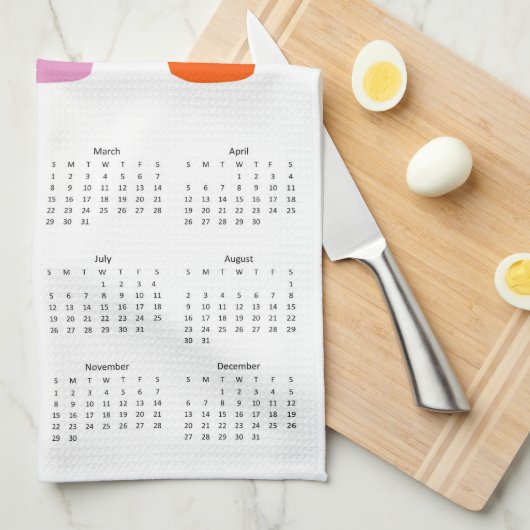 2026 Folk Art Blume Pot Calendar Geschirrtuch (Viertel Falte)