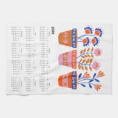 2026 Folk Art Blume Pot Calendar Geschirrtuch (Horizontal)