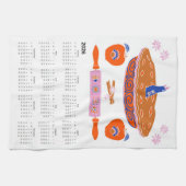 2026 Folk Art Kernstück Apple Pie Kalender Geschirrtuch (Horizontal)