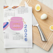 2026 Folk Art Tagungszentrum Casserole Kalender Geschirrtuch (Viertel Falte)