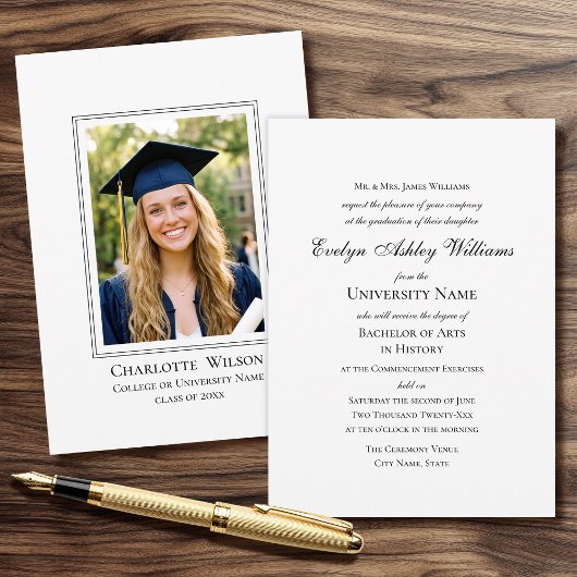 2026 Formal Commencement Invitation Photo Card Einladung