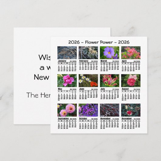 2026 Foto Blume Kalender Sonntag Start (Vorne/Hinten)