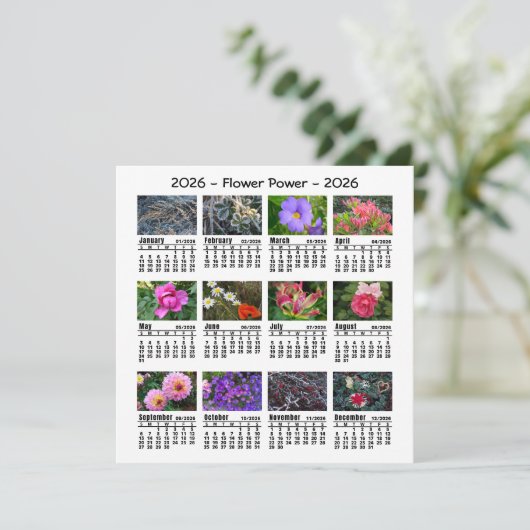 2026 Foto Blume Kalender Sonntag Start (Stehend Vorderseite)