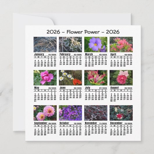 2026 Foto Blume Kalender Sonntag Start (Vorderseite)