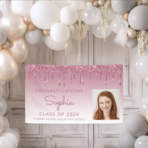 2026 Foto Burgund Glitter-Tropfen Abschluss Banner