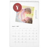 2026 Foto Collage mit Monogramm bordeauxrot Kalender (Mär 2027)