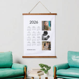 2026 Foto-Kalender mit Fotos Wandteppich Mit Holzrahmen